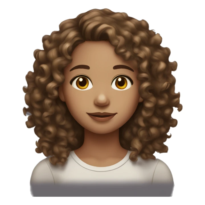 curly brunette girl with light highlights, hazel eyes, medium skin tone  sticker