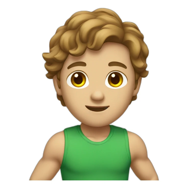 white climber with a blue shirt and green shorts. brown hair sticker