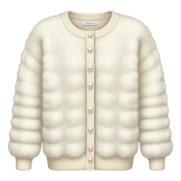 Realistic fluffy ivory sweater with pearl buttons sticker