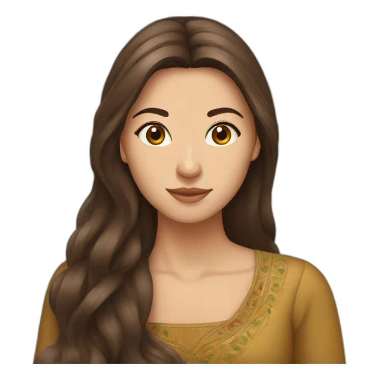 uzbekish lady in with long brown hair sticker