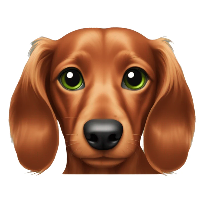 red long haired dachshund sitting with black outlines around its green eyes sticker