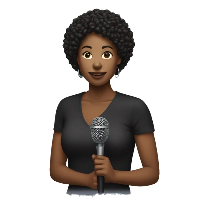 Same black woman holding a mic sticker