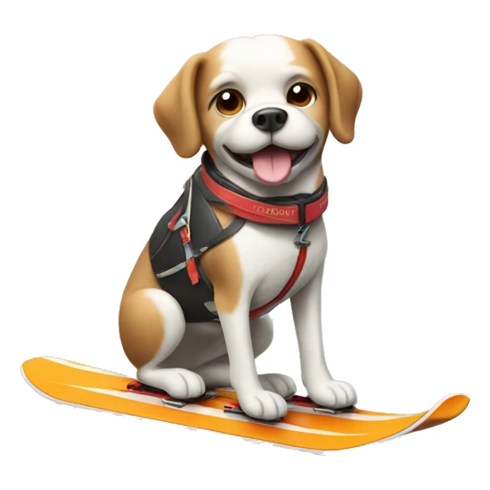 Dog on skis with a cola in his hand sticker