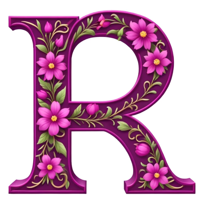 Magenta flowery romantic alphabet letter sticker
