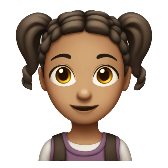 Brown-eyed little child with two dark pigtails sticker