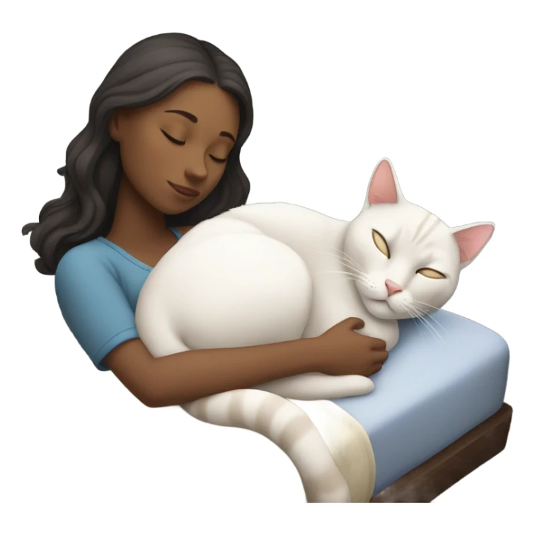 white Girl and cat sleeping sticker