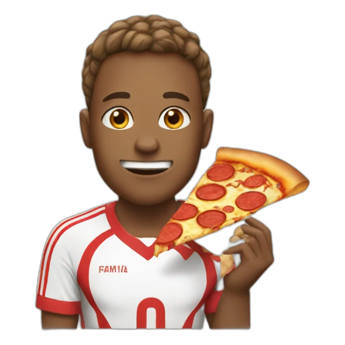 soccer player with pizza in mouth sticker