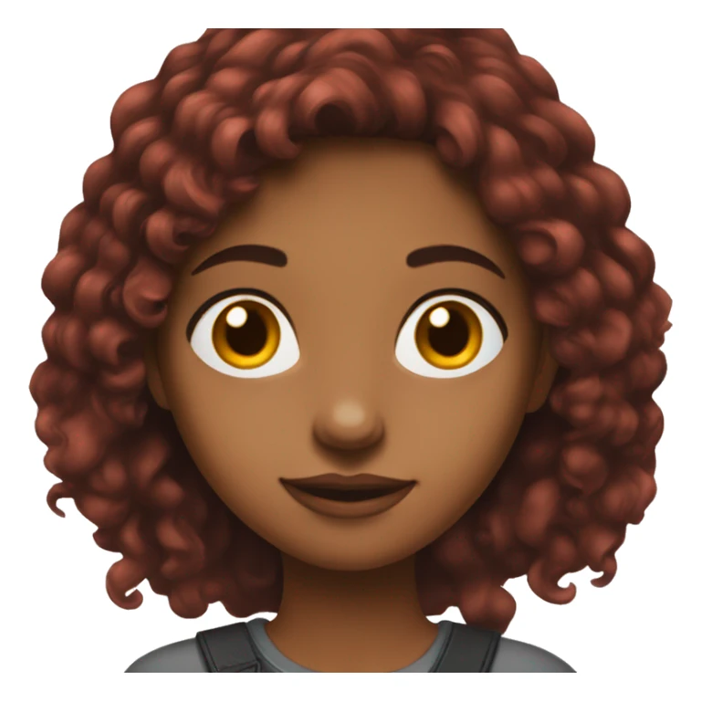 Brown girl with long half black half redhair red portrait sticker