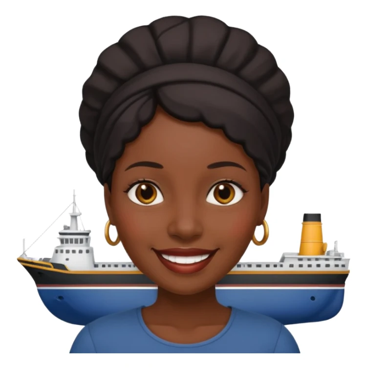 A black women with a ship for a head sticker