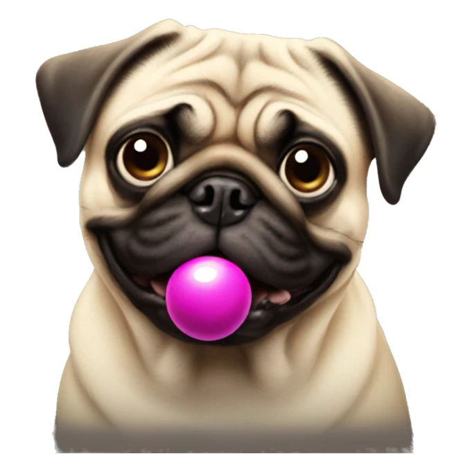 Pug with ball on mouth  sticker