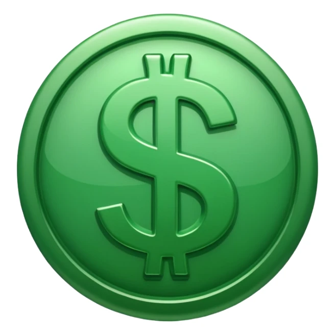 Cashapp emoji, a green dollar symbol with white background, no faces sticker