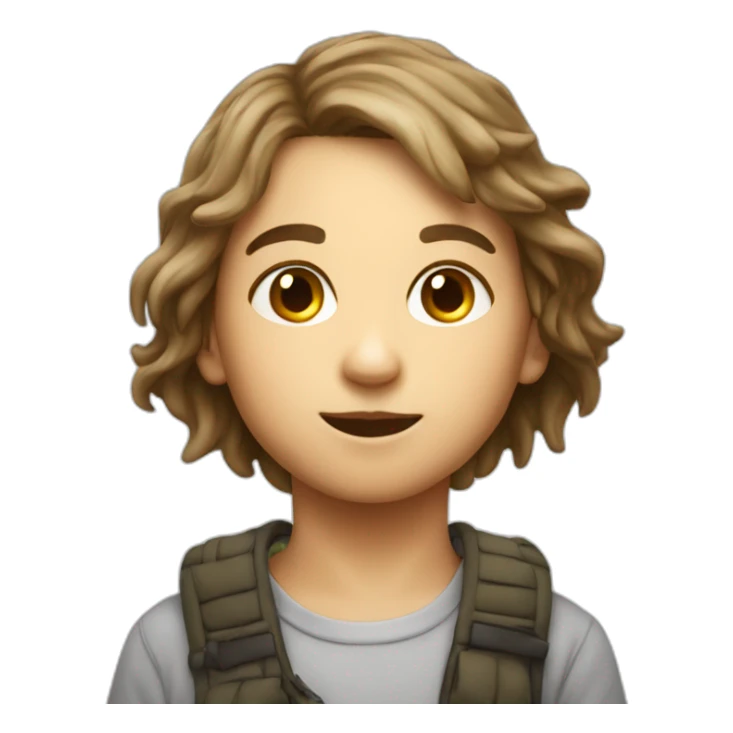 Kid with khachapuri and neon head sticker