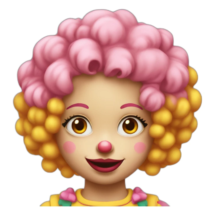 girl clown with pink cheeks and yellow curly hair sticker