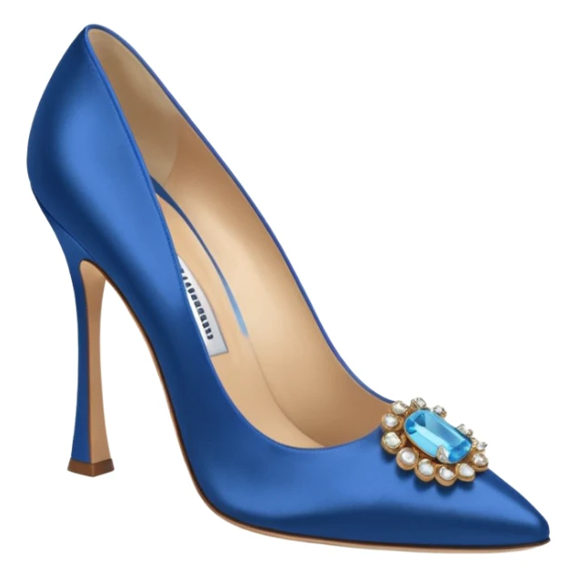 manolo blahink one pair 90's satin pump with jewellry at front blue sticker