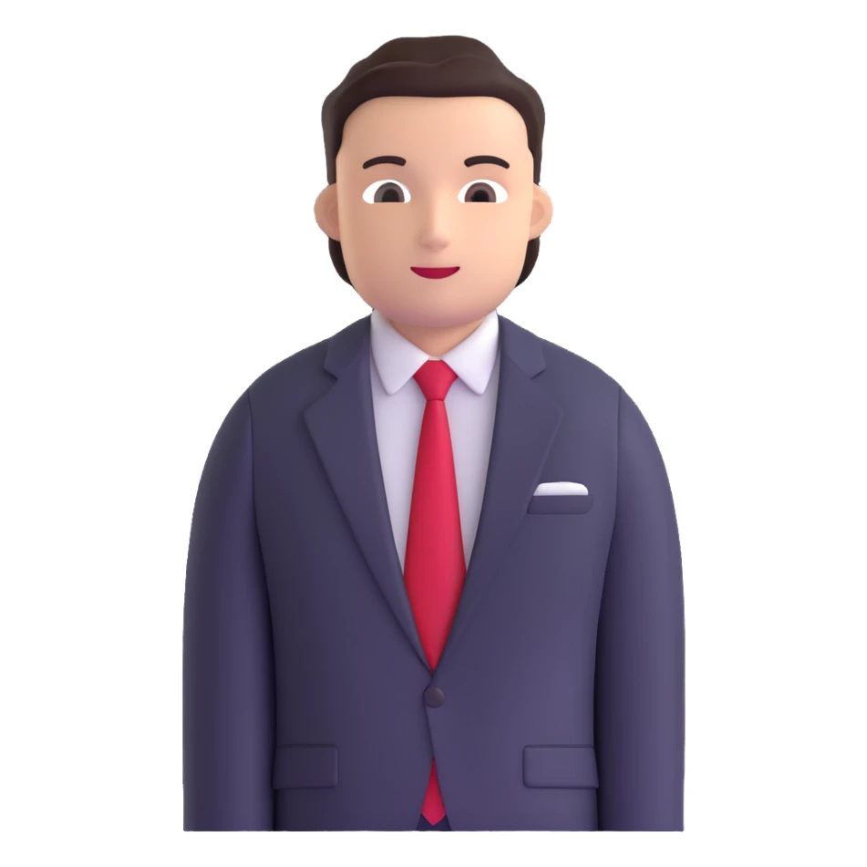 man wearing a suit with black horizontal stripes and a red tie sticker