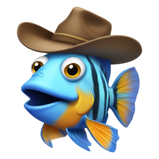 Tropical fish in cowboy hat sticker