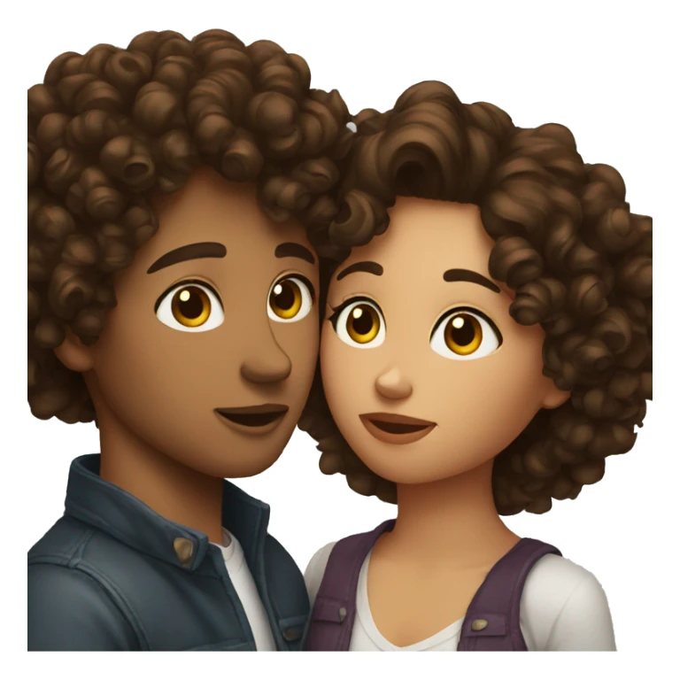 Curly hair brunettes kissing sticker