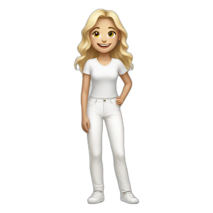 smiling girl in white pants sticker