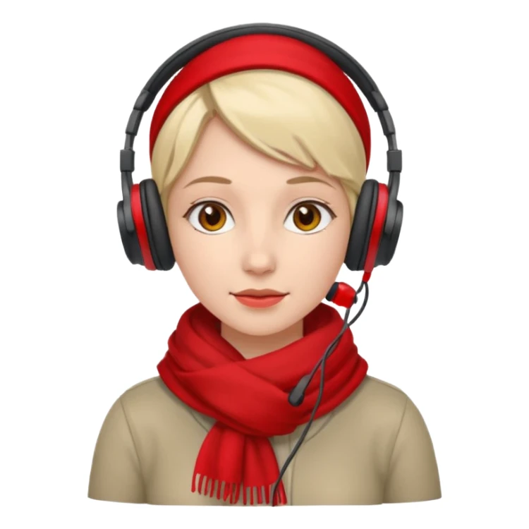 woman with red scarf wearing headphones sticker