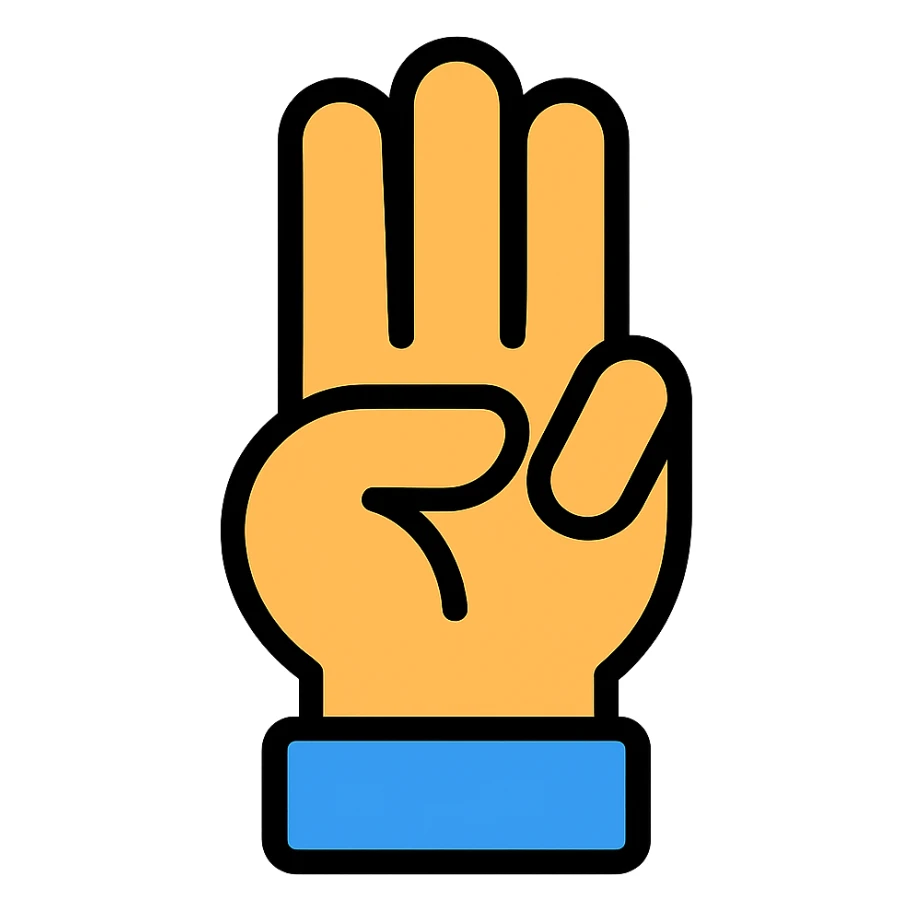 color outline icon of a hand with three fingers sticker