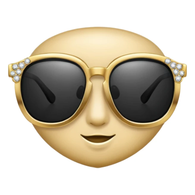 black glasses with + diamond and golden sticker