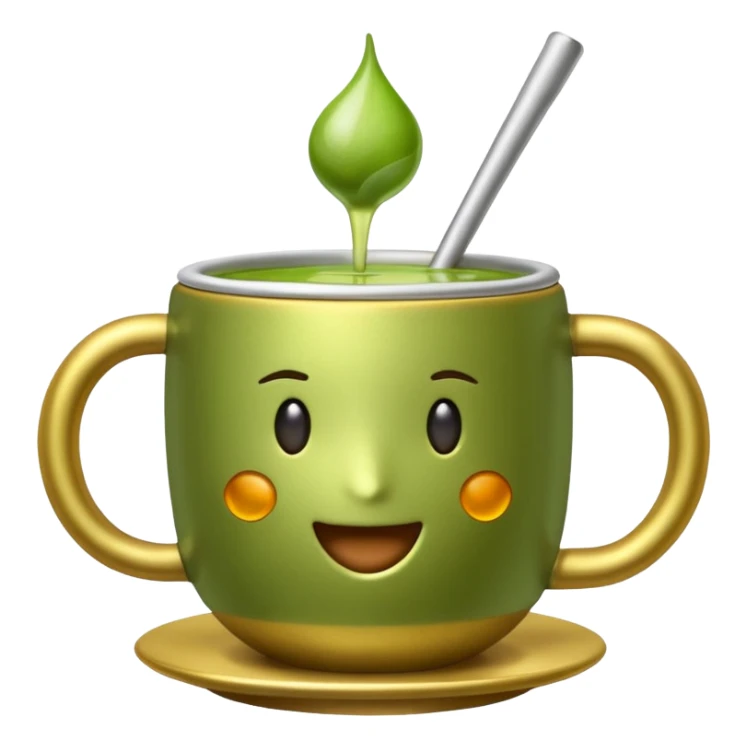 mate tea cup emoji style, focus on the cup with green mate tea and a bombilla, inspired by reference image sticker