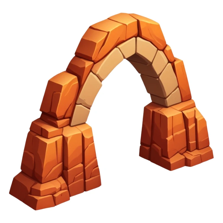 Orange, brown, and red southwestern rock formation arch, isometric  sticker