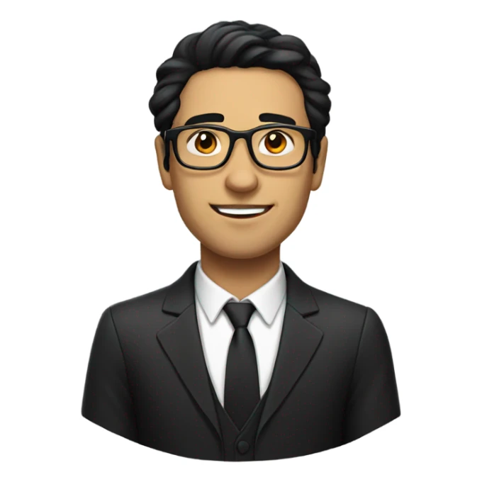 A man with glasses and black hair standing with formal outfit sticker
