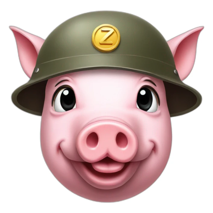Pig in a military helmet with a symbol z sticker