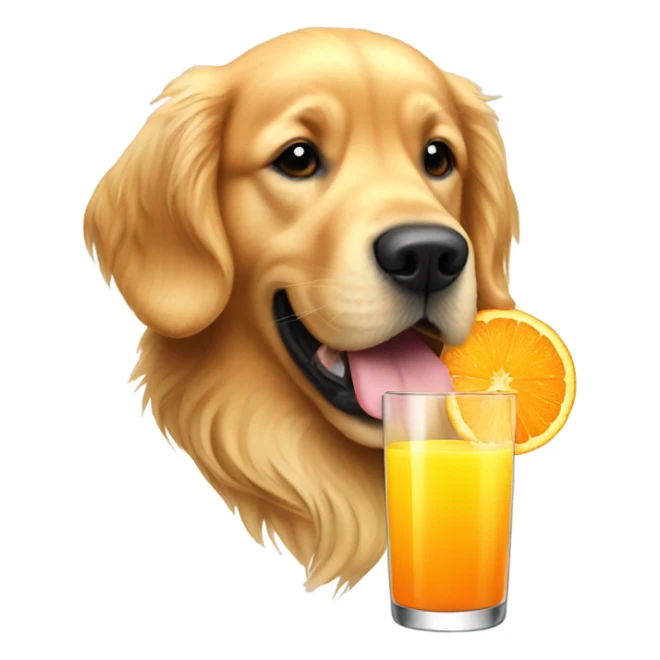 Golden Retriever drinking a glass of orange juice  sticker