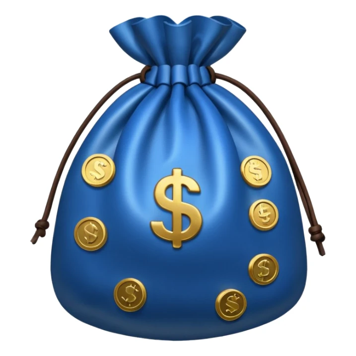 blue coins inside a money bag  sticker