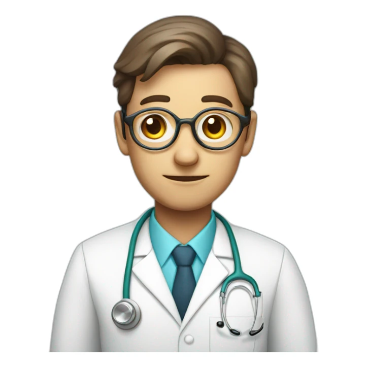 Doctor with round spectacles with large brain in his hand sticker