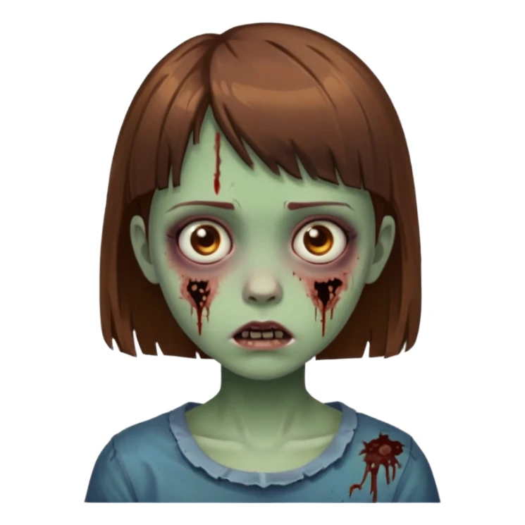 girl zombie with Brown and short bangs hair sticker