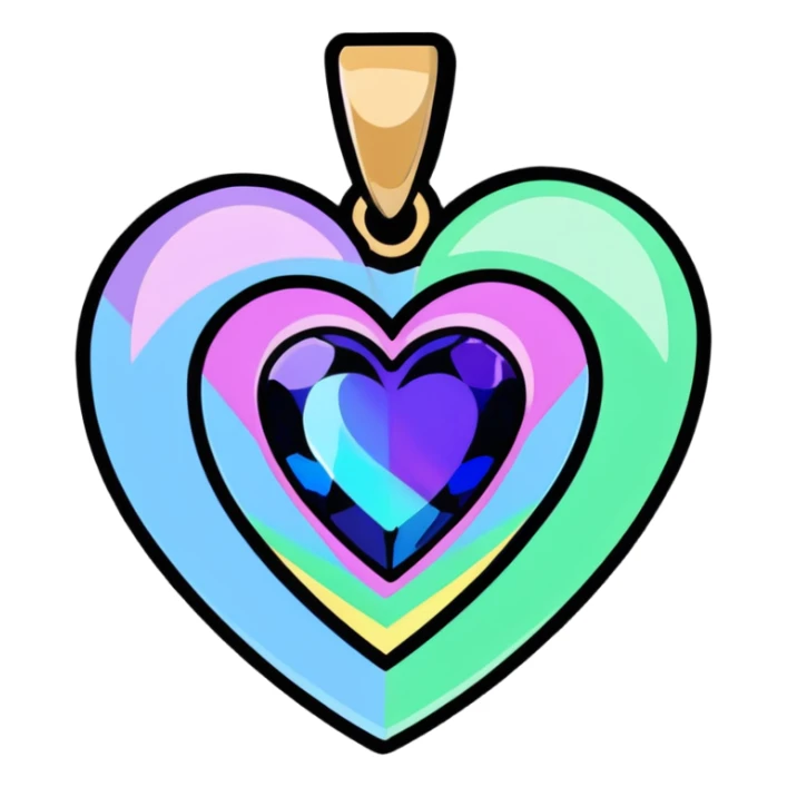 heart shaped mystic topaz holographic charm with rainbow sparkles sticker