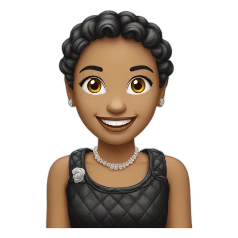 Menina cabeça preto Chanel, sorriso com aparelho dentário  sticker