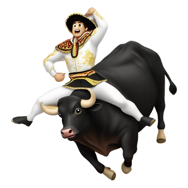 a bullfighter jumps over a bull sticker