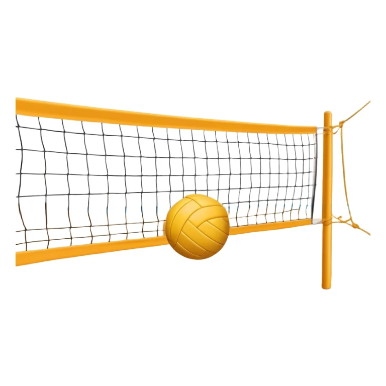 A close-up volleyball net with a ball hovering above it, set against the backdrop of a sandy volleyball court. The scene highlights the tension of an impending play, with the court lines clearly visible and a bright, sunny atmosphere surrounding the action. sticker