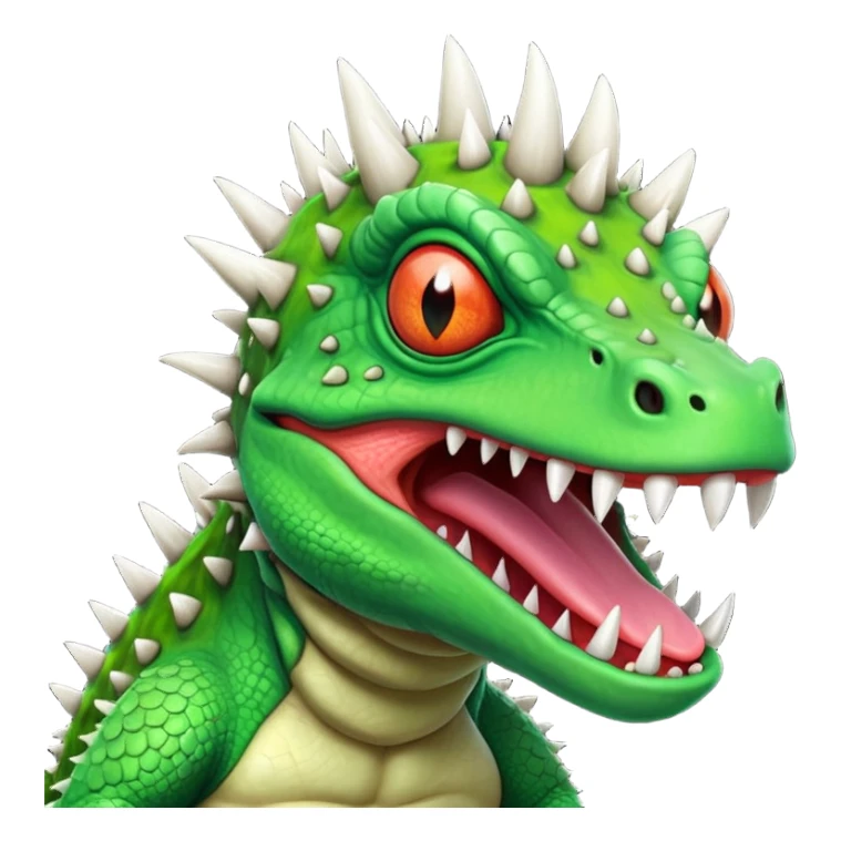 poisonous mushroom reptile monster portrait, head and shoulders only, lizard-like face, spiky mushroom growths, toxic green glow, creepy tongue, fantasy animal vibe, 3D cartoon, mobile game icon style, clean background, no text, no watermark

 sticker