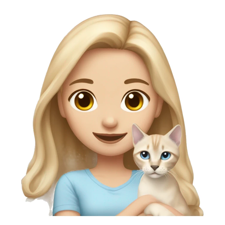 Girl with light ginger hair with her lynx point Siamese kitten sticker