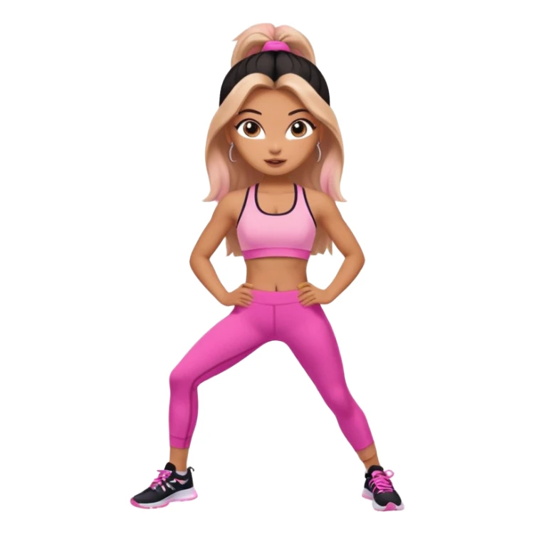 generate a pretty bratz girl in gym clothes doing workout sticker