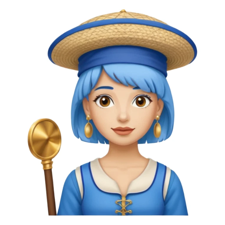 venice gondolier woman fat earring wearing blue hair sticker