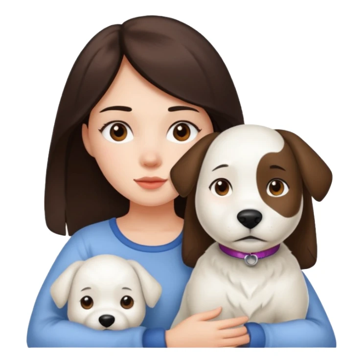 Brunette girl with big white dog sticker