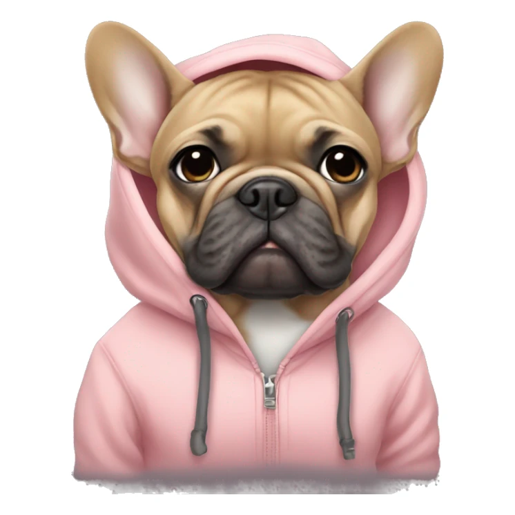 Frenchbulldog wearing a sweatshirt sticker