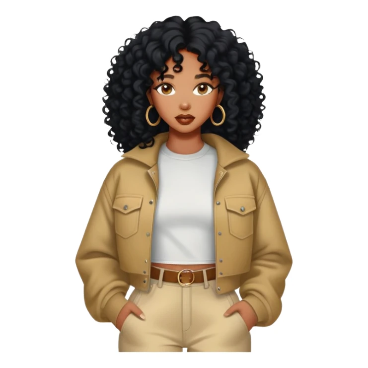 SZA with curly black hair and stylish outfit sticker