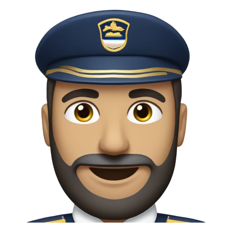 Male Persian Flight attendant with beard at United airlines navy blue uniform 2 epaulet stripes NO HAT sticker