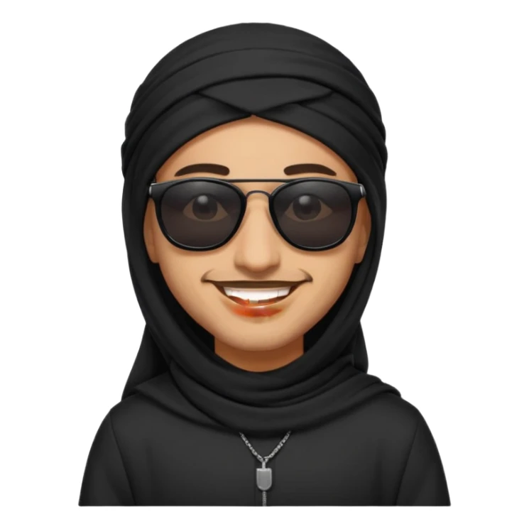 Un árabe con tu ropa negra y con gafas de sol negras que sonria sticker