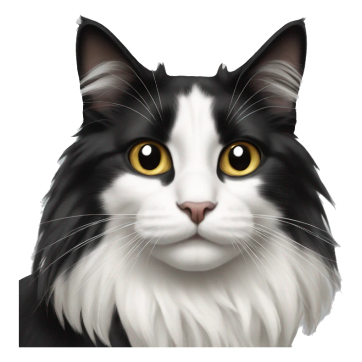 black-and-white cat domestic long-haired sticker