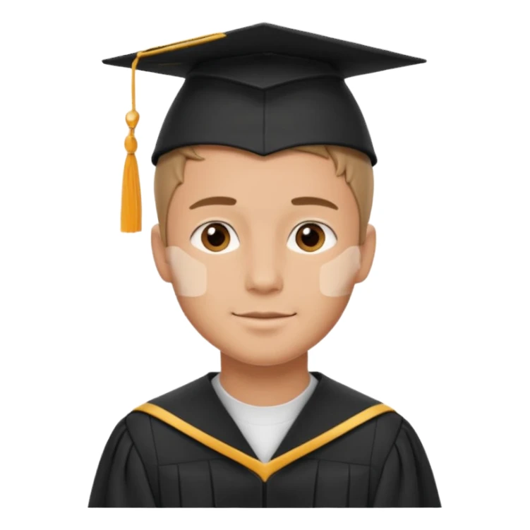 Graduated Students, Male, proudly, short hair, wearing graduation cap sticker
