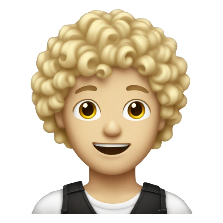 Blonde curly hair boy as a singer sticker