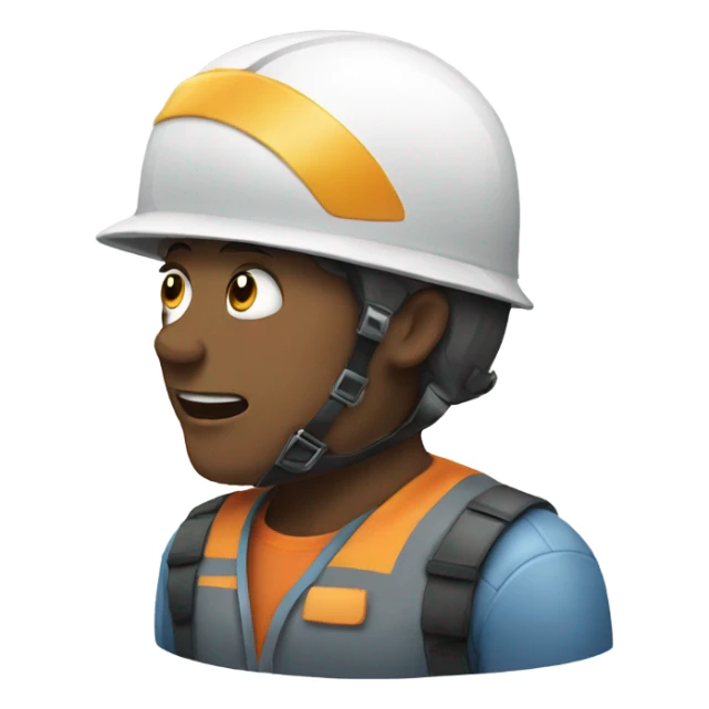 A person drooling and wearing a helmet sticker